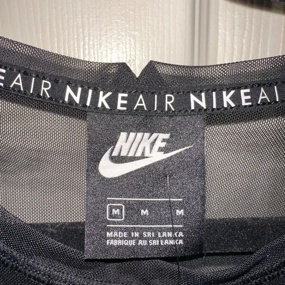 NWT Nike Women's Black Logo front Mesh long sleeve bodysuit streetwear M sporty - Picture 4 of 11